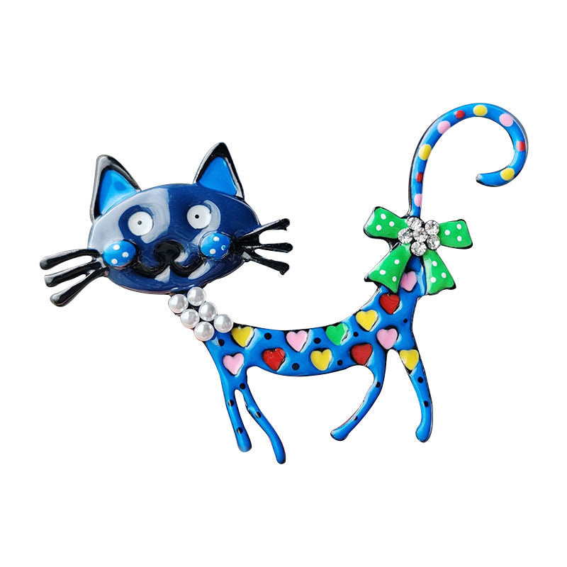 Cartoon Oil Dripping Kitten Brooch Female Niche Pin Animal Brooches