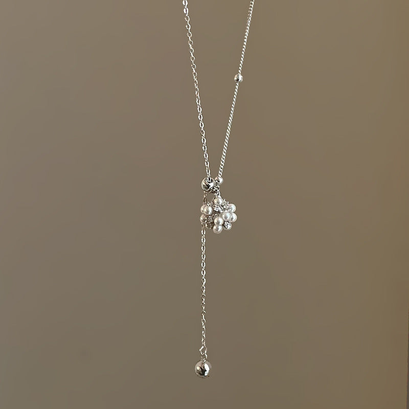 Women's Design Pearl Floral Ball Pull Simple Temperament Fashion Trend Necklace