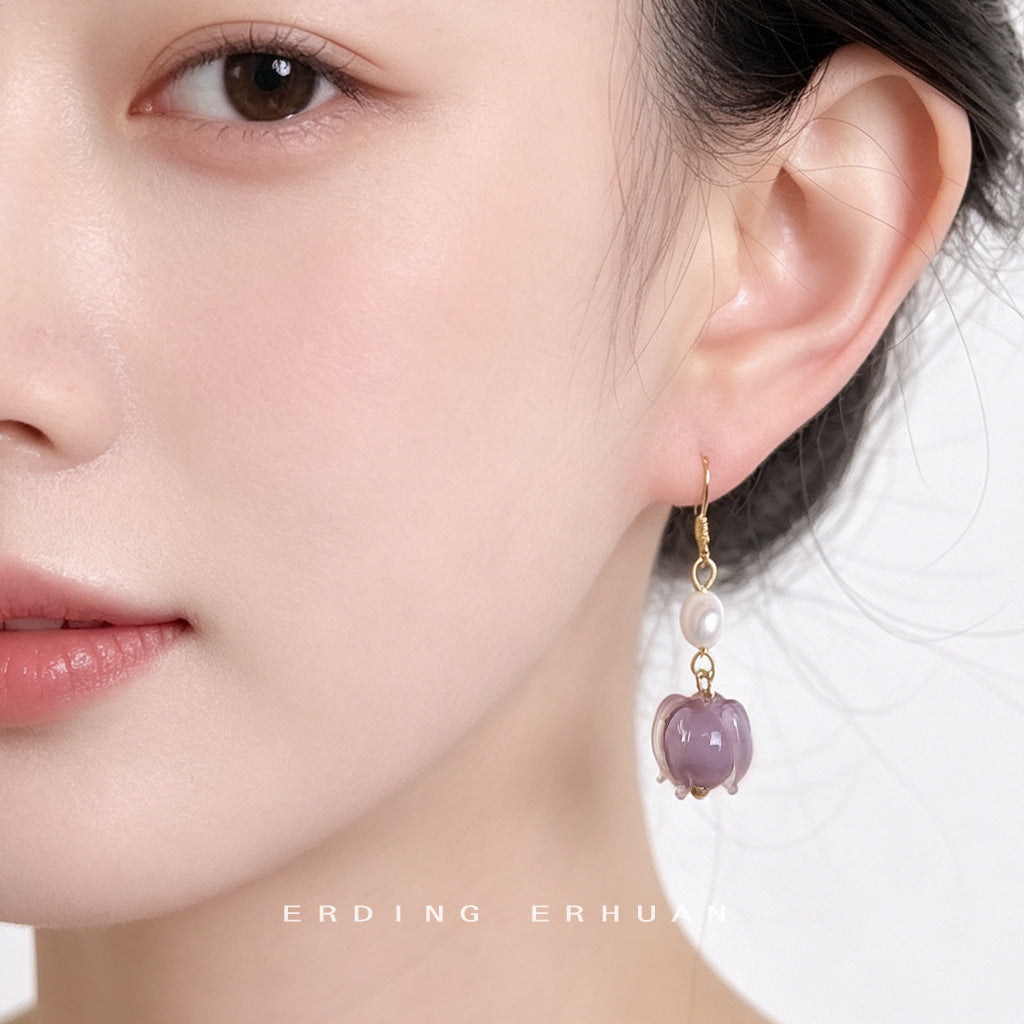Lily Flower Tassel Chinese Style Artistic Vintage Rings