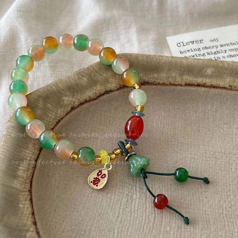 Colorful Gold Lotus Seedpod Cultural Creative Imitation Jade Scenic Bracelet
