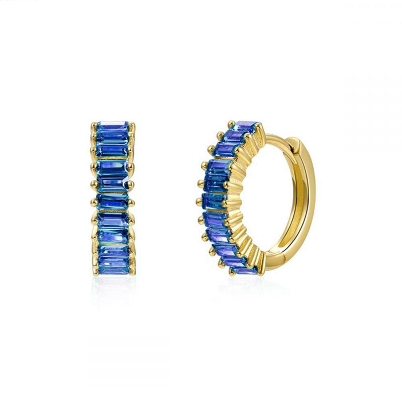 Square Zircon Circle Ear Clip Female Simple Elegant Earrings