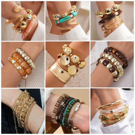 Acrylic Beaded Pearl Vintage Ethnic Style Affordable Bracelets