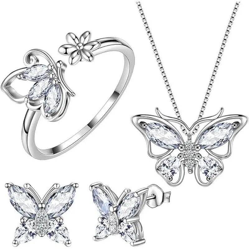 Elegant Ear Twin Animal Clavicle Chain Jewelry Set
