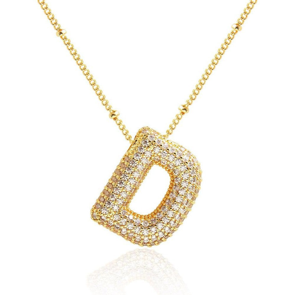 Women's Inlaid Zircon Full Diamond Bubble Letter Pendants