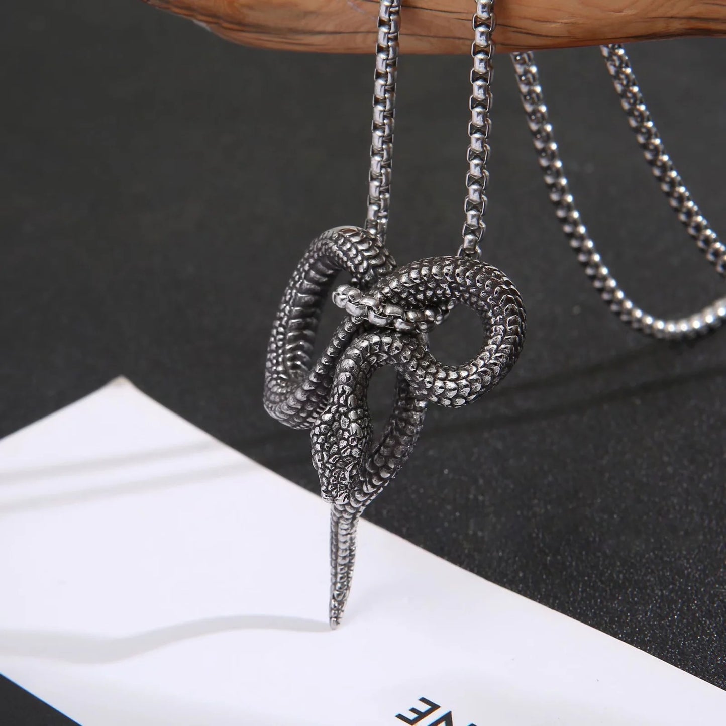 Men's Retro Creative Design Snake-shaped Stainless Steel Personalized Pendants