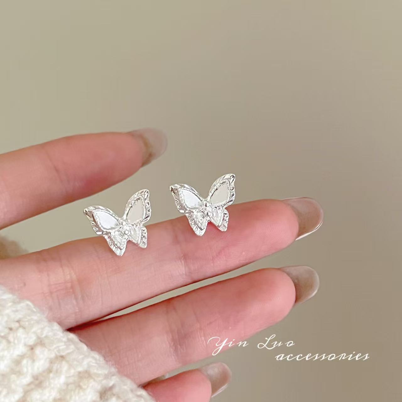 Layer Butterfly Female Simple Compact Heart Niche Design Rings