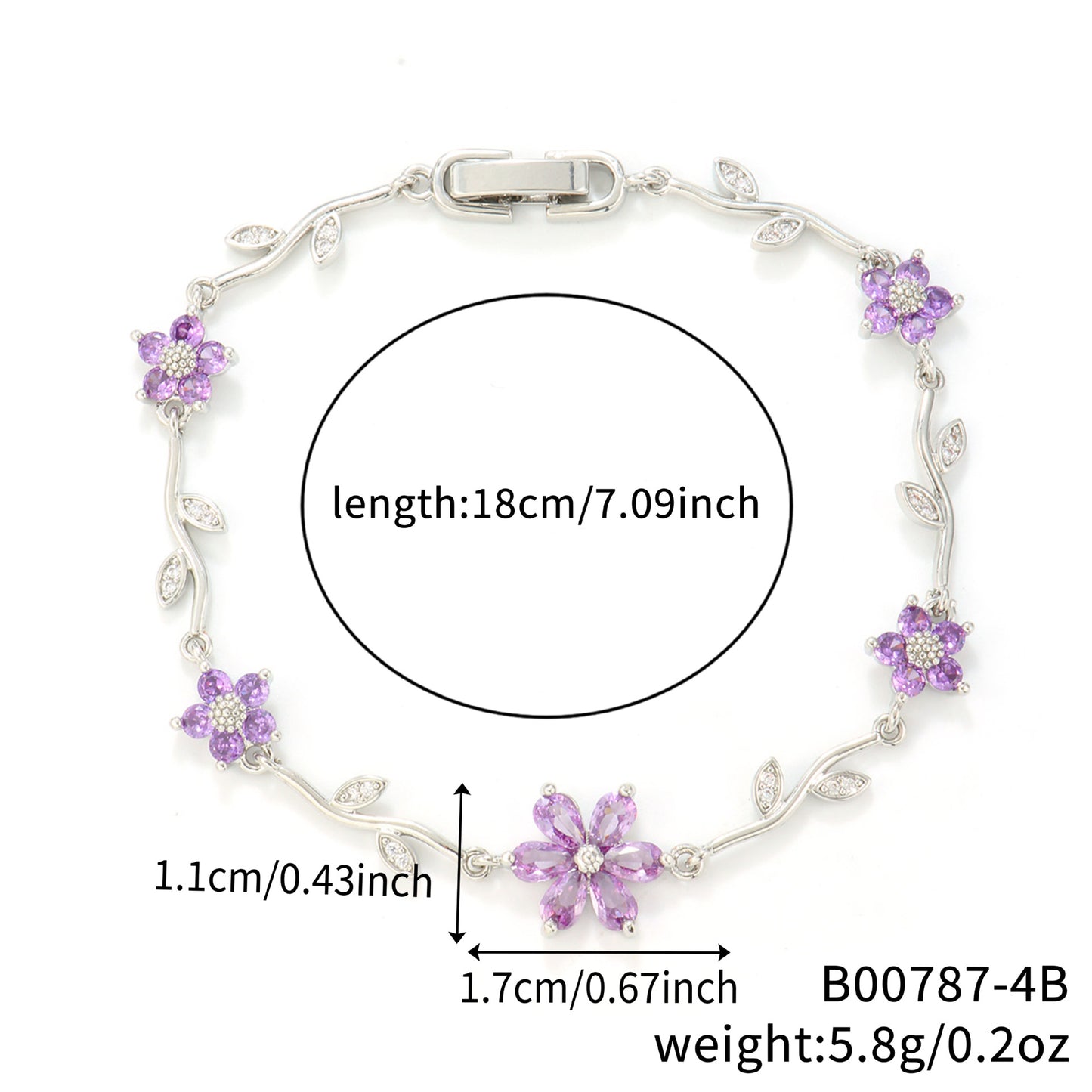 Petals Flower Leaf Zircon Design Personality Daily Birthday Bracelet
