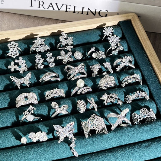 Diamond Flower Language Light Luxury Mix Match Personality Bow Tie Ring