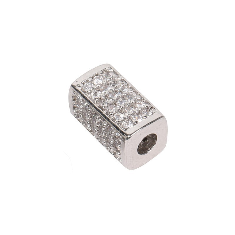 Zircon Rectangular Column Spacer Beads Brass Bracelet