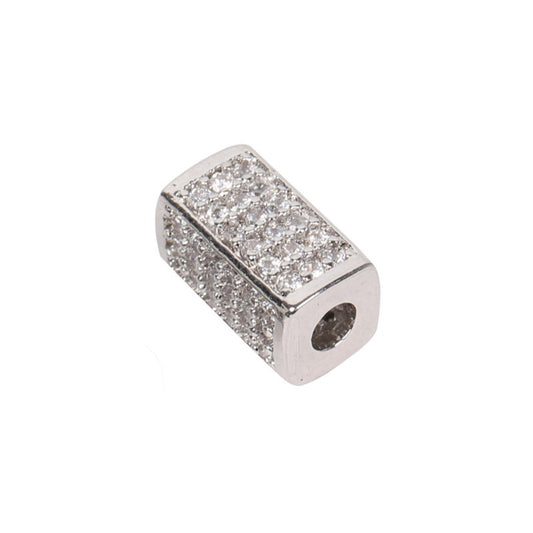 Zircon Rectangular Column Spacer Beads Brass Bracelet