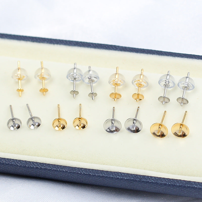 Sterling Sier White Gold Plated Handmade Stud Earrings