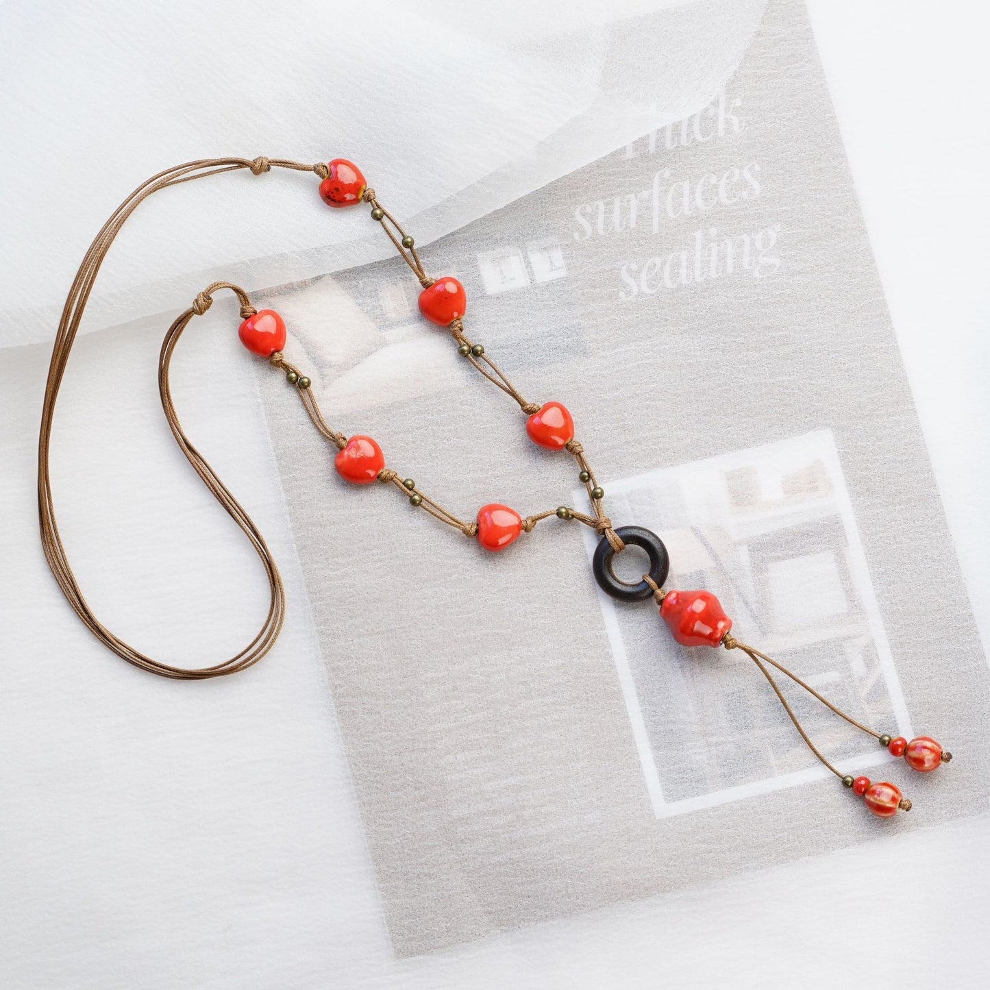 Style Personalized Trendy Ceramic Geometric Colorful Fish Long High-grade Necklace