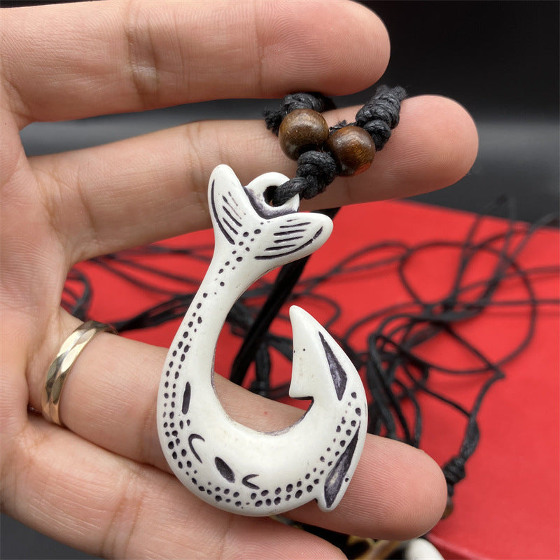 Accessories Vintage Resin Maori Fishhook Imitation Necklaces