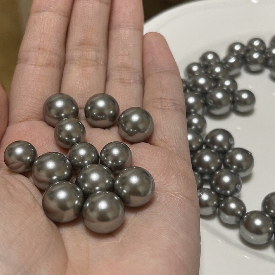 Sterling Sier Black Pearl Vintage Artificial Perfect Circle Strong Light Earrings