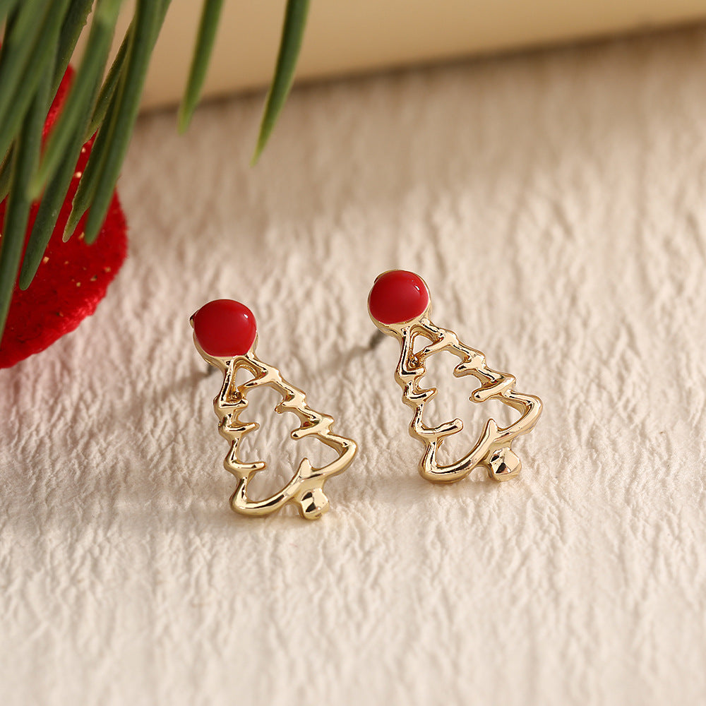 Fashion Elk Tree Snowflake Rhinestone Personalized Stud Earrings
