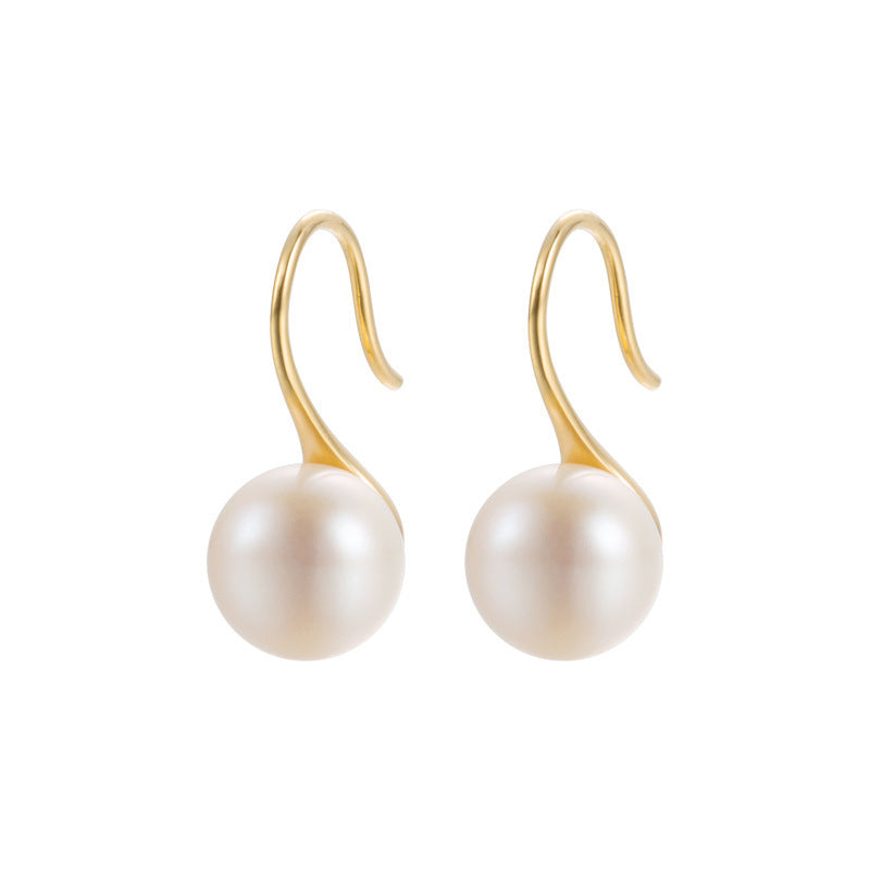 Women's Sier Natural Freshwater Pearl Ear For French Minority Graceful Earrings