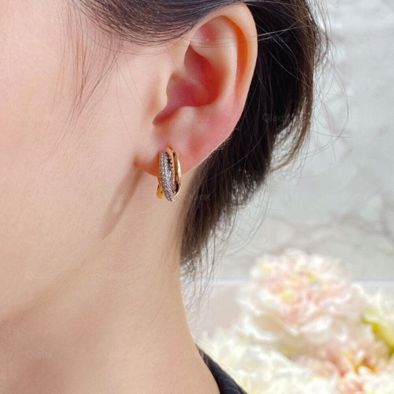 Rhinestone Zircon Small Ear Lobe Gift Earrings