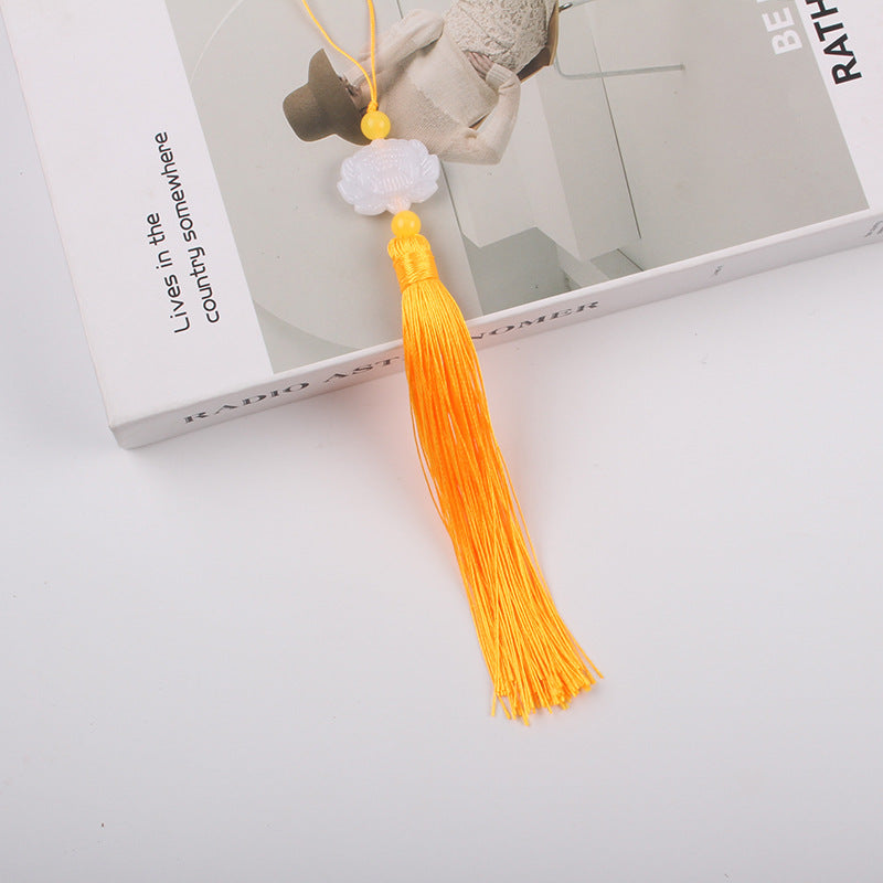 Jade Lotus Tassel Fringe Kunlun Fan Cheongsam Jewelry Accessories