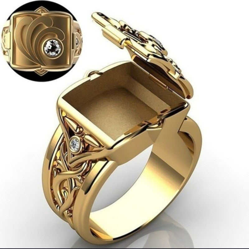 Ornament Golden Skull Carved Pattern Fashion Rings