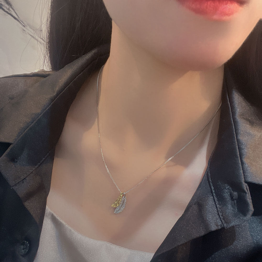 Light Luxury Temperament Sweater Chain Two-color Feather Female Necklace