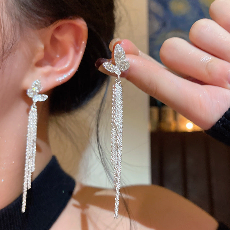 Women's Sparkling Long Fringe Light Luxury Minority High-grade Earrings