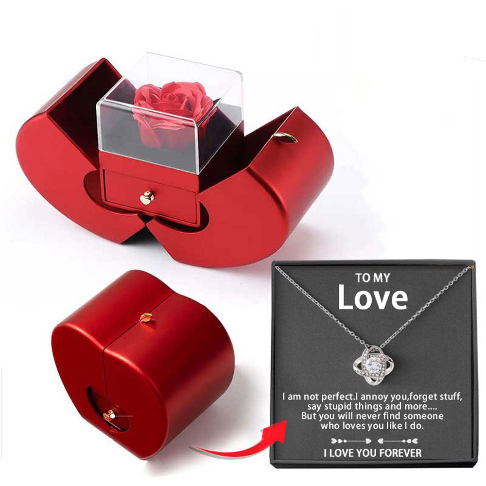 Box High-grade Four-leaf Clover Female Apple Necklace