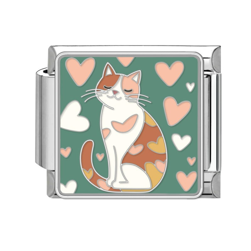 Cute Pet Dog Italian Module Stainless Steel Bracelet