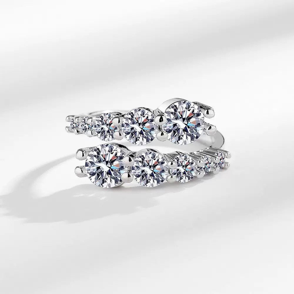 Women's Asymmetric Diamond Light Luxury Design Open Trendy Live Ring