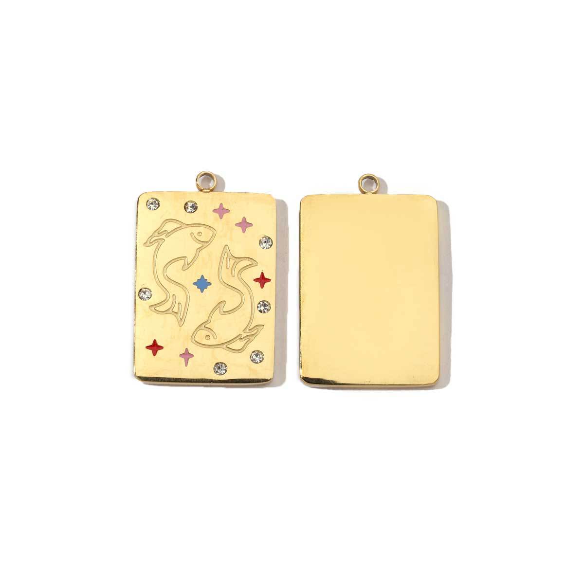 Real Gold Constellation Square Colorful Crystals Pendants