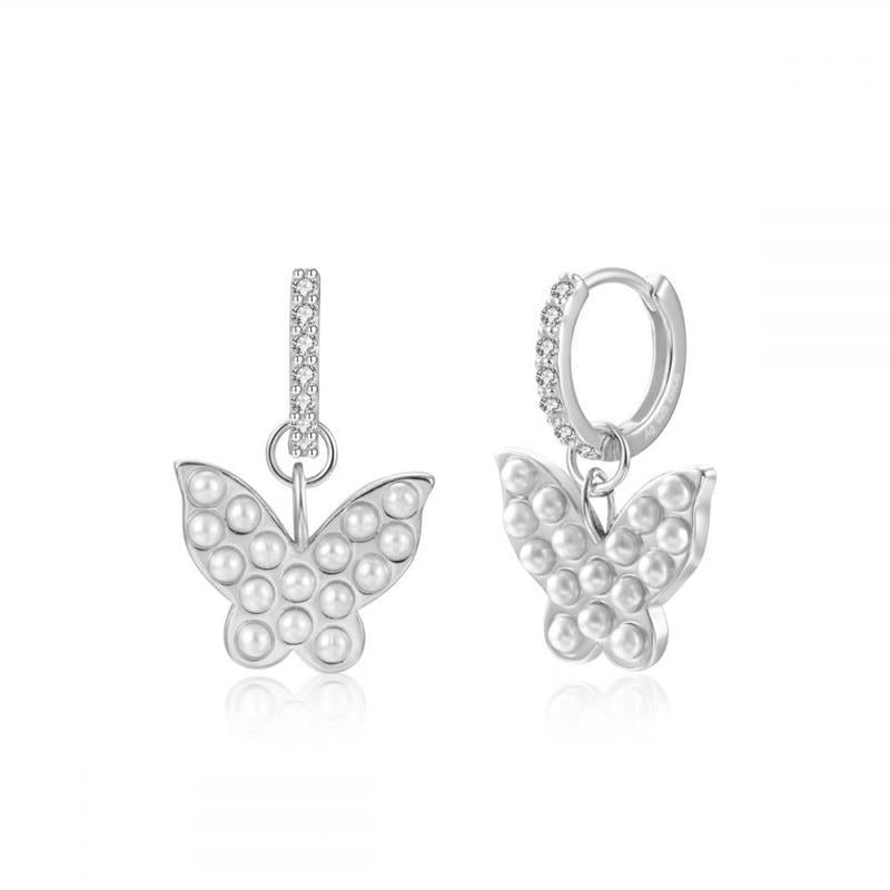 Micro Inlaid Zircon Butterfly Love Heart Ear Clip Eardrops Earrings