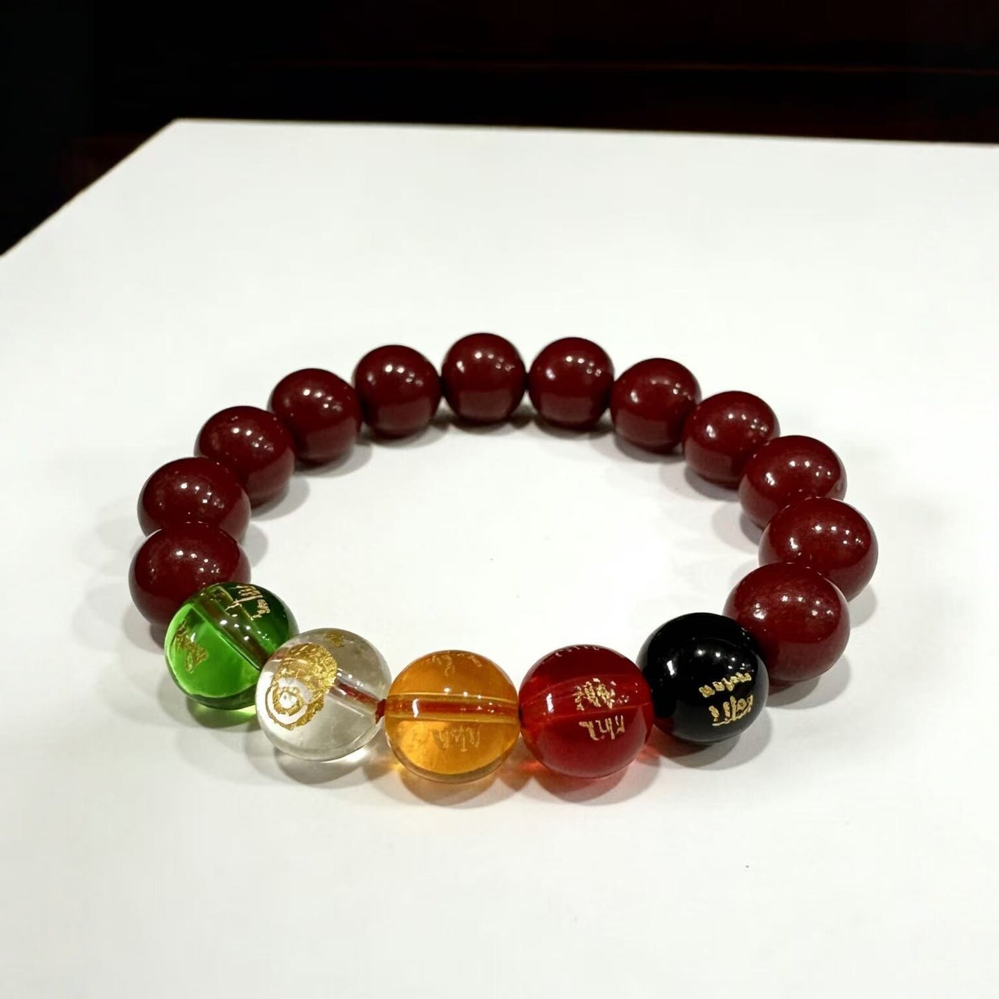 Women's & Men's Chinese Cinnabar Lucky Beads Peace Buckle Bracelets