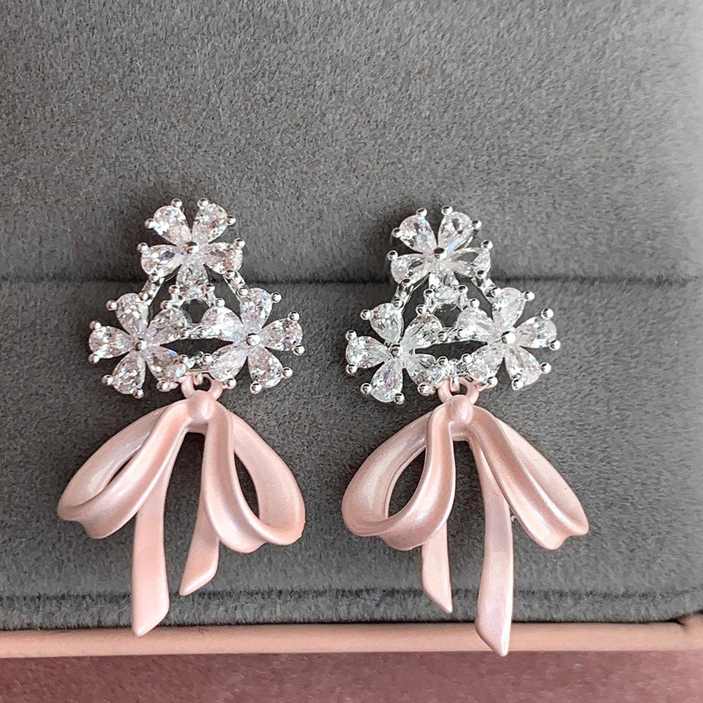 Women's French Zircon Bridal Bouquet For Niche Design Stud Earrings