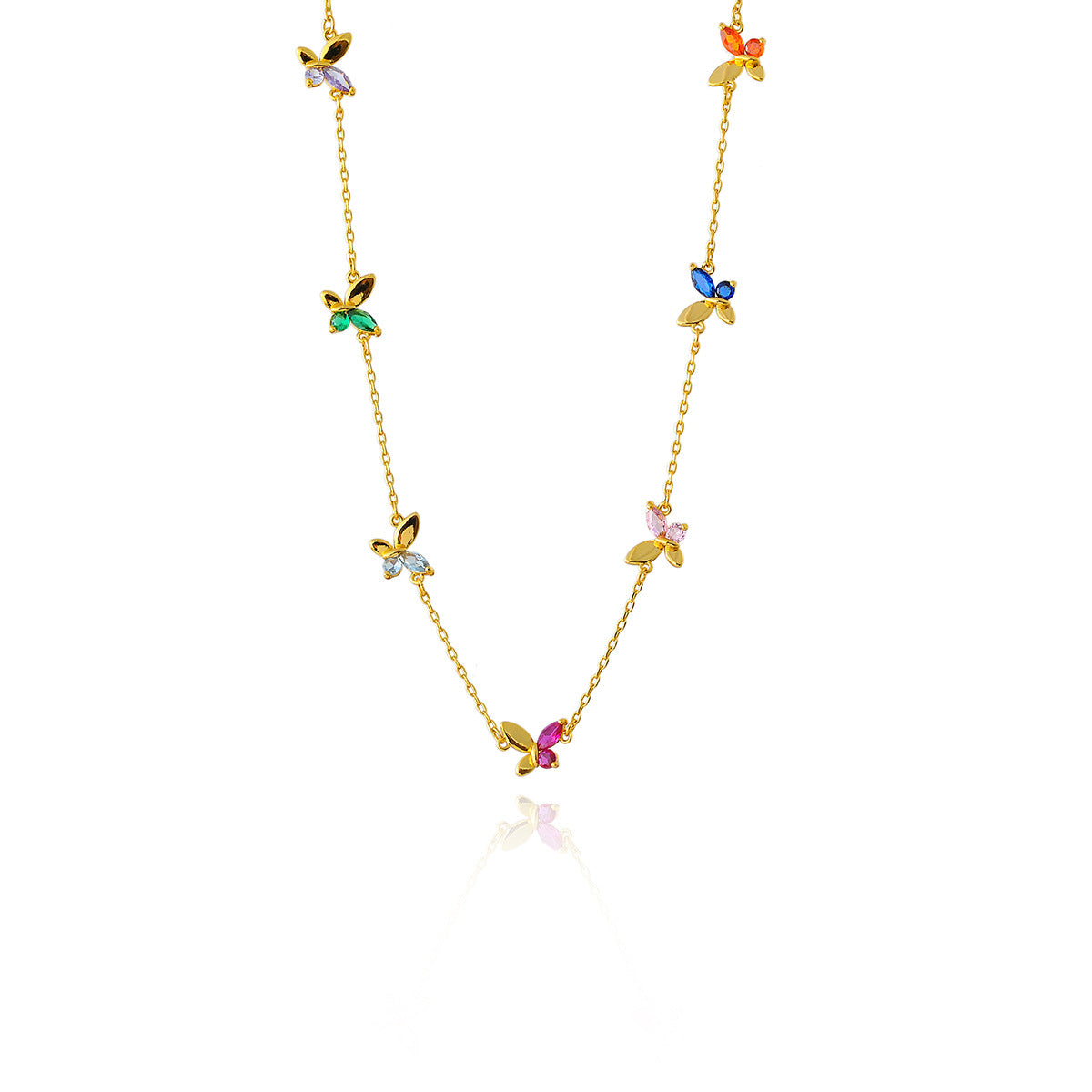 Wing Light Luxury Commuter Color Zircon Necklace