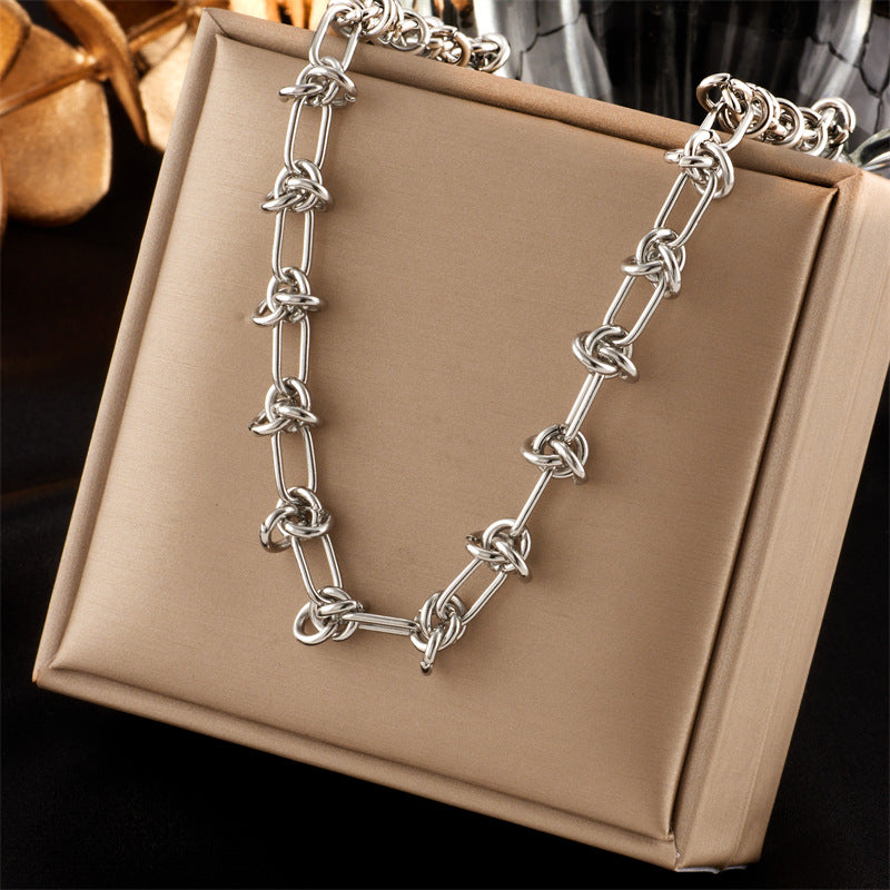 Hop Street Style Knotted Simple Pure Titanium Steel Exaggerated Necklaces