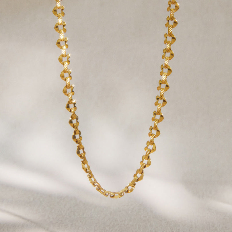 Steel Love Chain Light Luxury Minority Female Clavicle Stainless Necklace