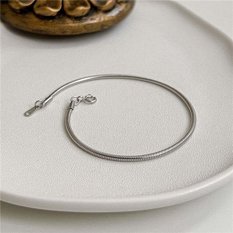 Sterling Sier Snake Bone Design Glossy Korean Style Simple Cold Bracelet