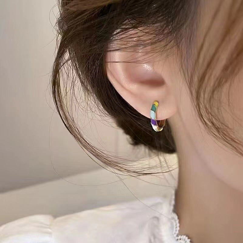 Colored Drip Glaze High Sense Fashion Clips Female Temperament Wild Rings