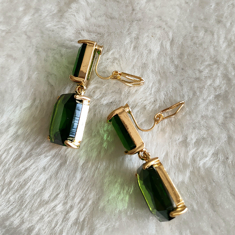 Women's Green Crystal Autumn For Niche Design High-grade Stud Earrings