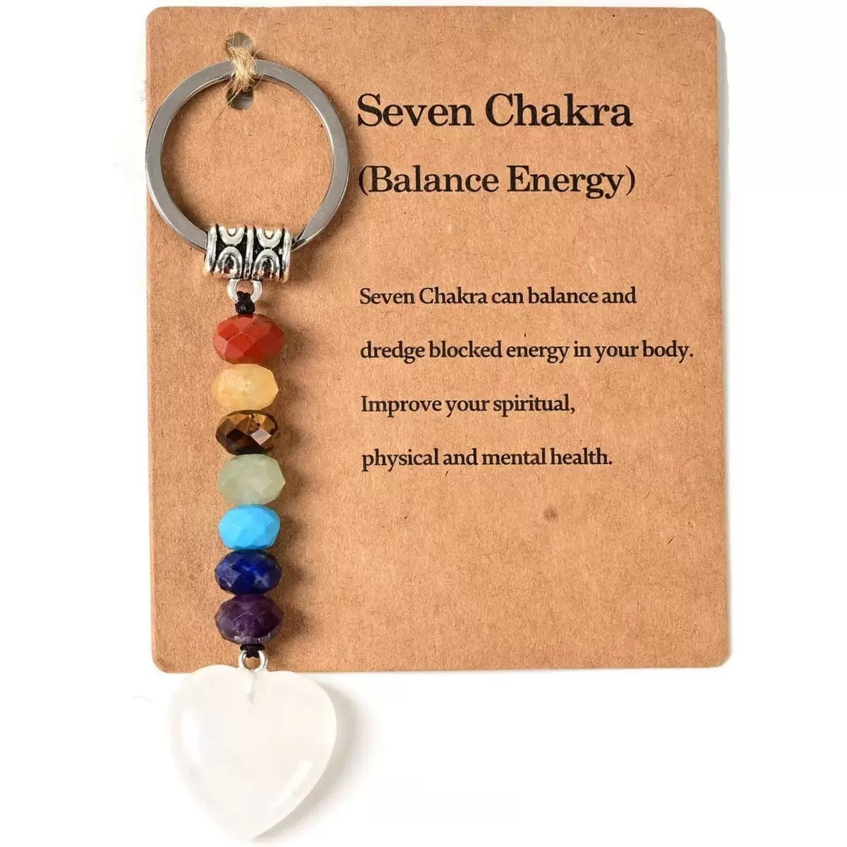 Crystal Key Chain Mixed Color Chalcedony Beaded Steel Rings