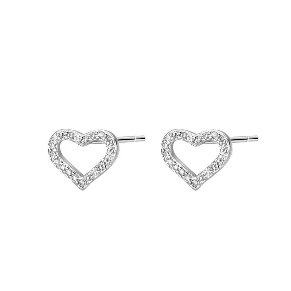 Needle Love Inlaid Zirconium Ear Female Bone Nail Design Sense Earrings