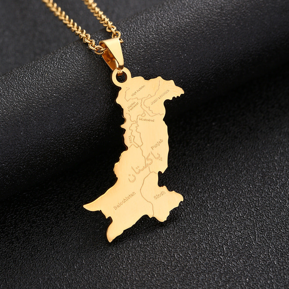 Drop Oil Pakistan Map Flag Fashion Necklaces