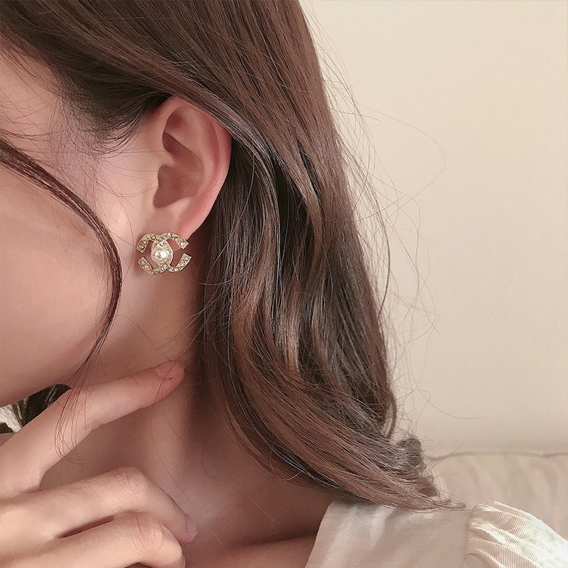 Double Light Luxury Temperament Ear Piercing Clip Sterling Sier Classic Earrings