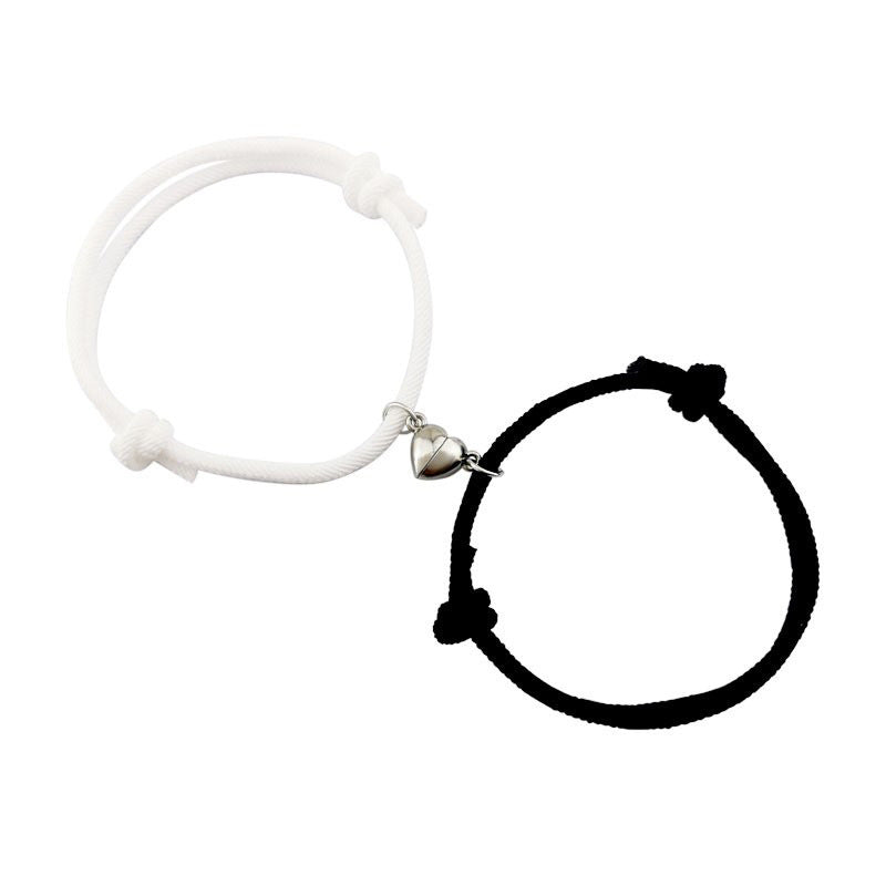 Women's & Men's Simple Love Magnetic Snap One Pair Bracelets