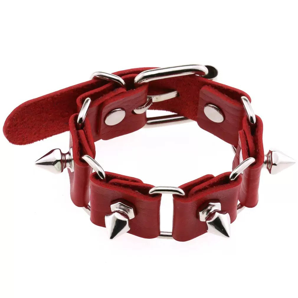 Unique Punk Style Pointed Rivet Leather Adjustable Trendy Hip Hop Bracelet