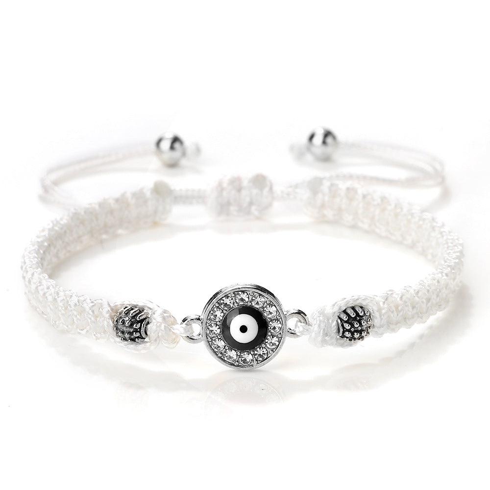 Women's & Men's Red Rope Safety Lock Devil's Eye Diamond Woven Hand Bracelet