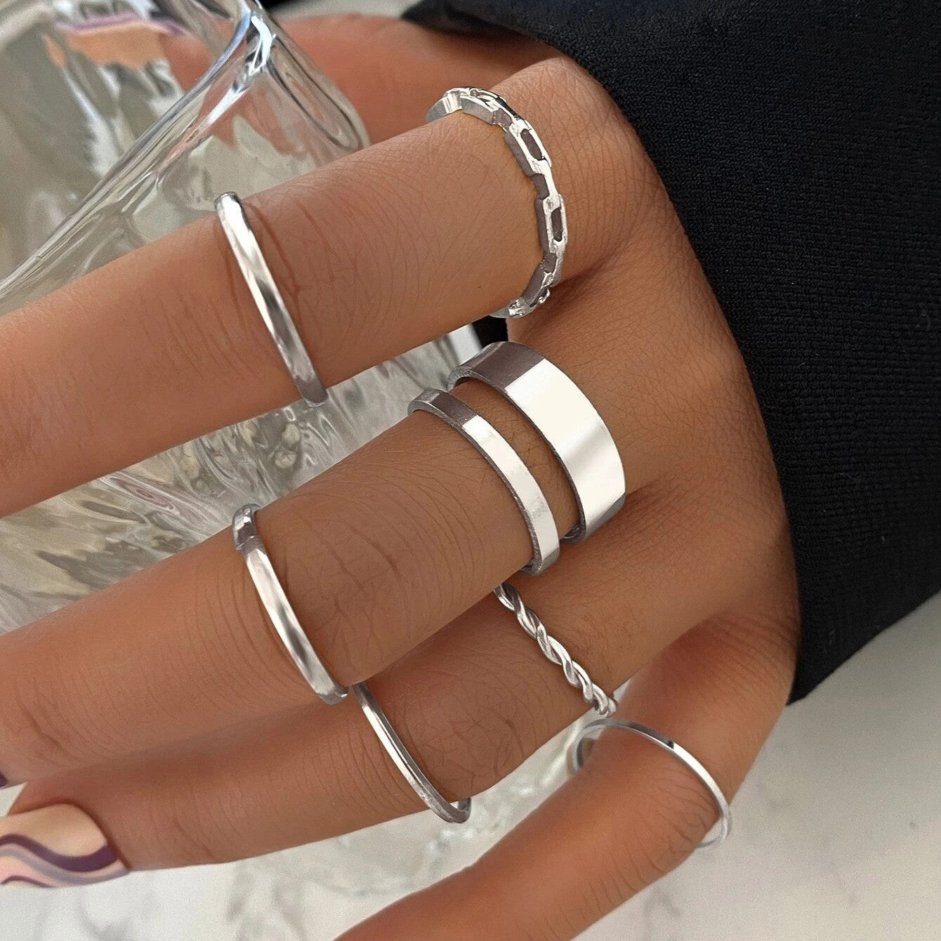 Metal Knuckle Creative Simple Style Set Rings