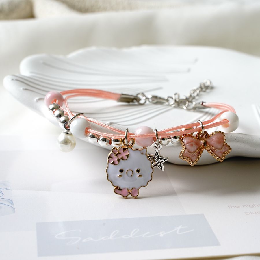 Popular Pearl Female Cartoon Woven Ceramic Jewelry Girlfriends Couple Bracelets