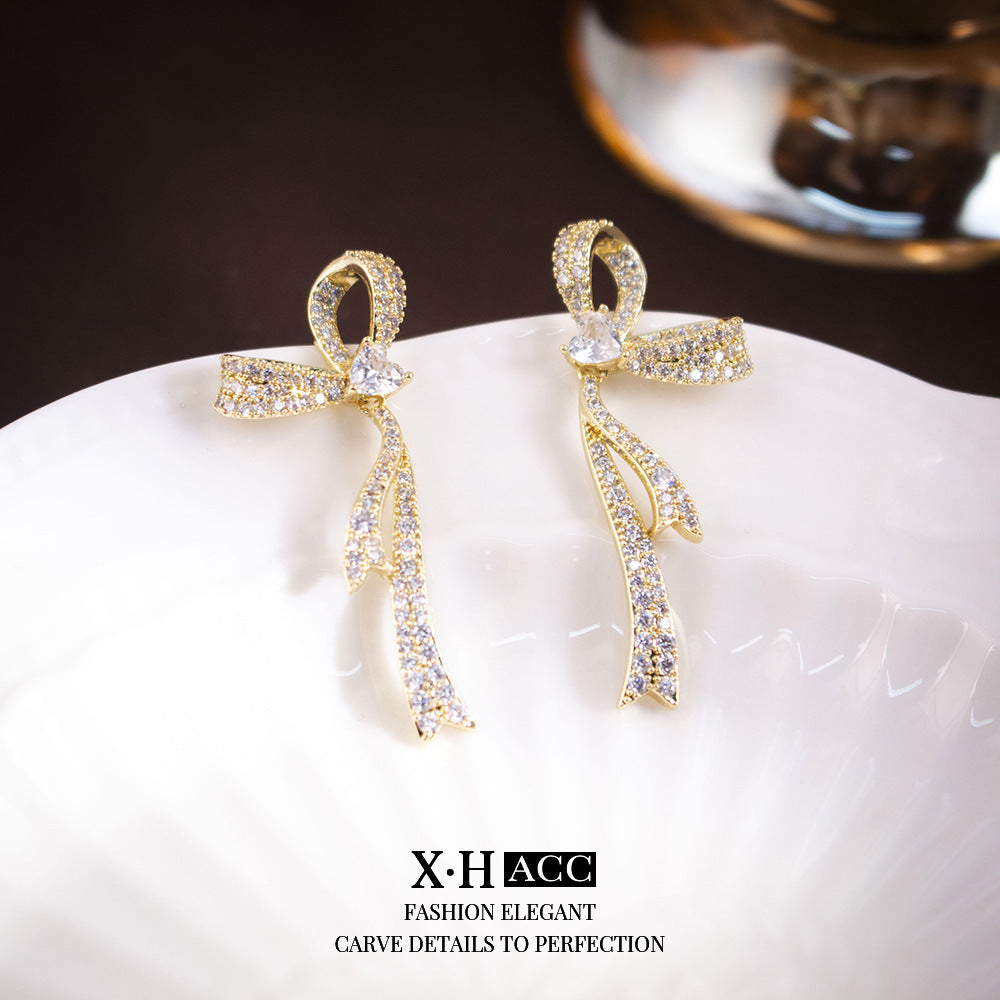 Elegant Zircon Butterfly Tassel Gentle Stylish Personality Stud Earrings