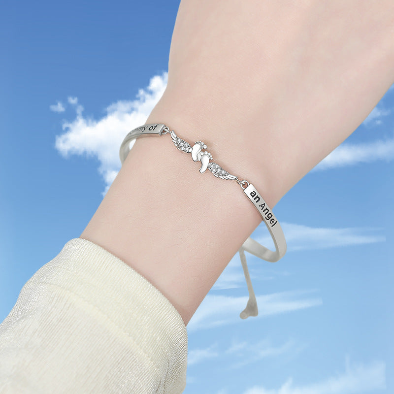 Wireless Angel Foot Love Lettering Female Bracelet