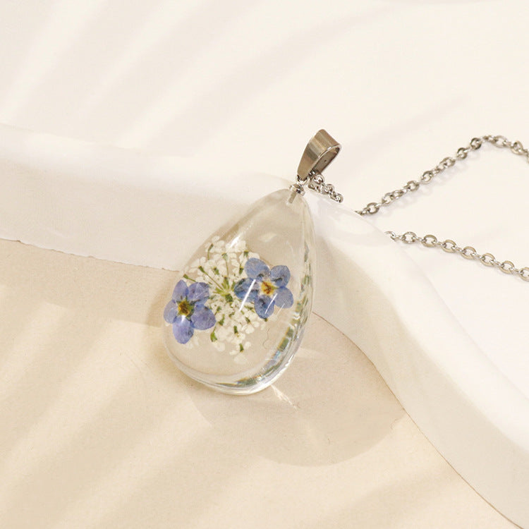 Transparent Epoxy Plant Specimen Real Flower Pendants